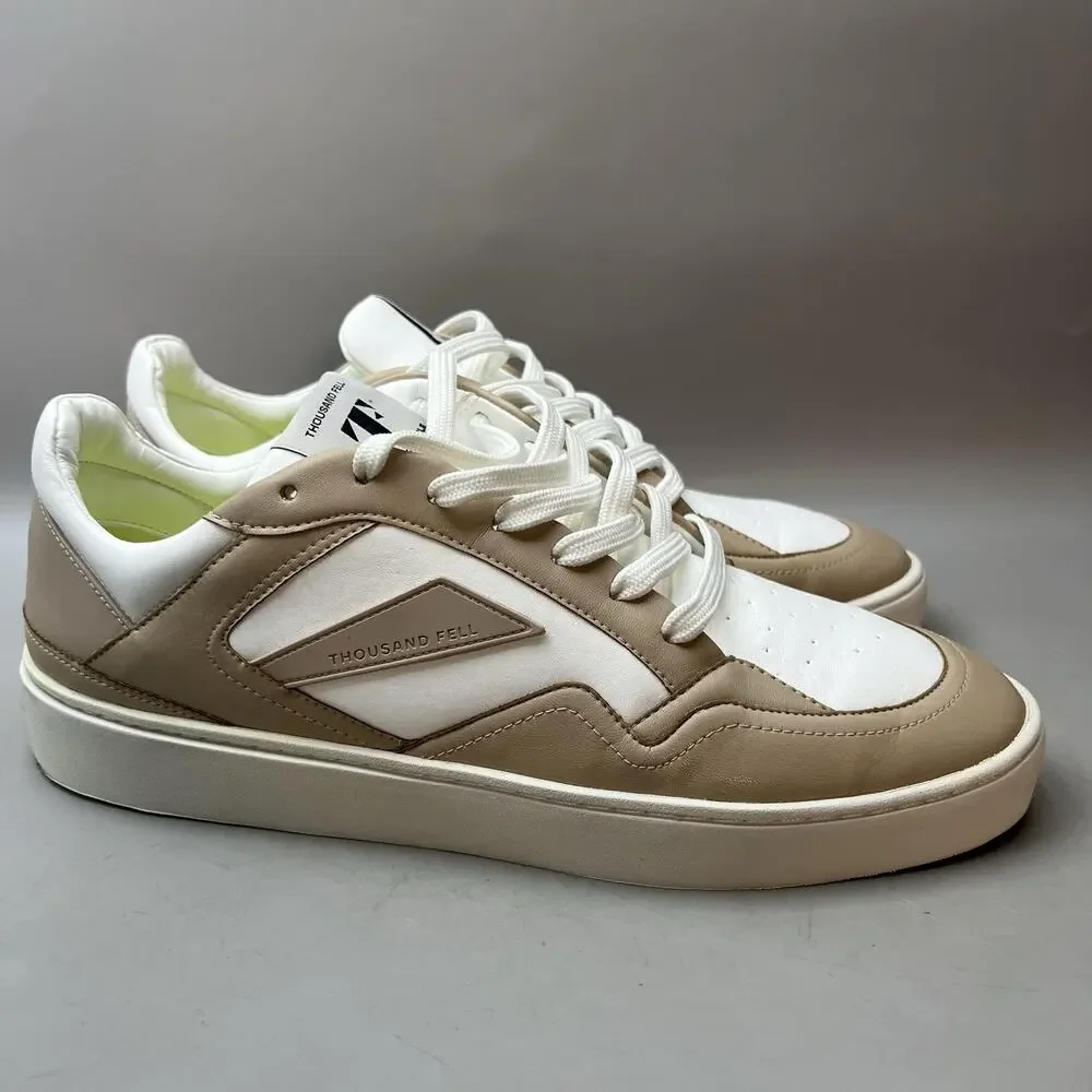 Thousand Fell Court Lace Up Shoes Men Size 9.5 White Brown Comfort Low Sneakers